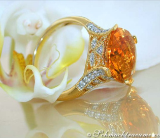 Radiant Citrine Ring with Diamonds