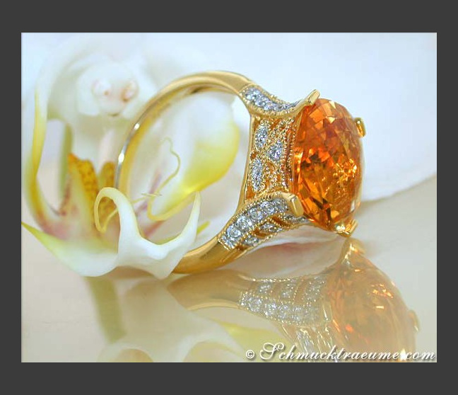Radiant Citrine Ring with Diamonds Radiant Citrine Ring with Diamonds