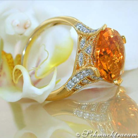 Radiant Citrine Ring with Diamonds