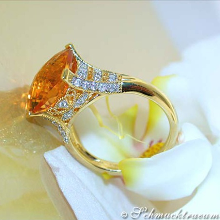Radiant Citrine Ring with Diamonds