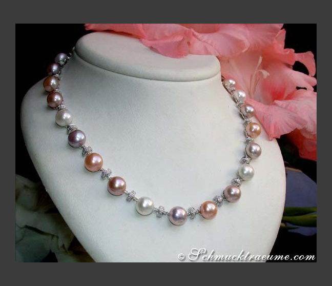 Edles Multicolor-Zuchtperlen- Brillanten Collier Edles Multicolor-Zuchtperlen- Brillanten Collier