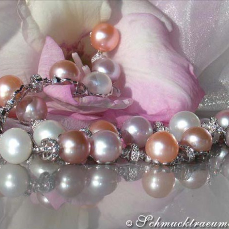 Edles Multicolor-Zuchtperlen- Brillanten Collier