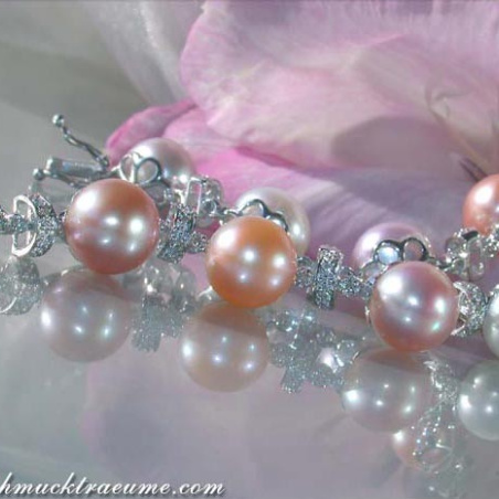 Edles Multicolor-Zuchtperlen- Brillanten Collier