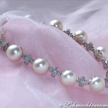 Süßwasser Perlen Armband mit Diamanten