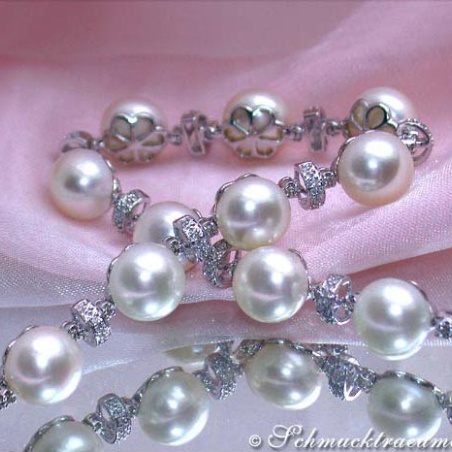 Süßwasser Perlen Armband mit Diamanten