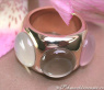 Huge Rose Quartz, Smoky Quartz & Moonstone Ring