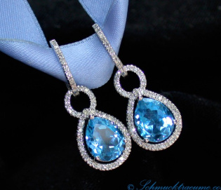 Blautopas Ohrringe / Creolen mit Diamanten