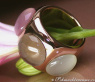 Huge Rose Quartz, Smoky Quartz & Moonstone Ring