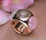 Huge Rose Quartz, Smoky Quartz & Moonstone Ring
