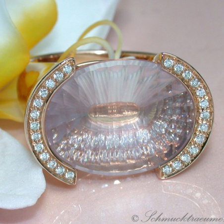 Impressive Rose Quarz Diamond Ring