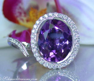 Interesting Amethyst Diamond Ring