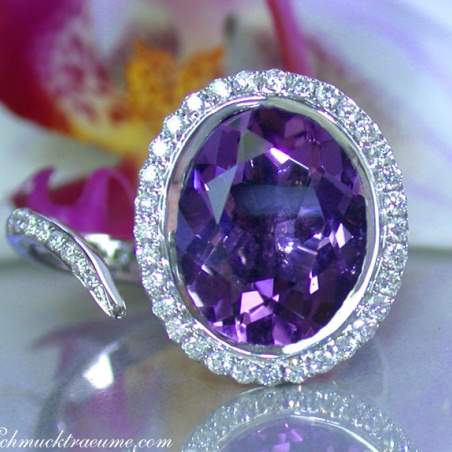 Interesting Amethyst Diamond Ring