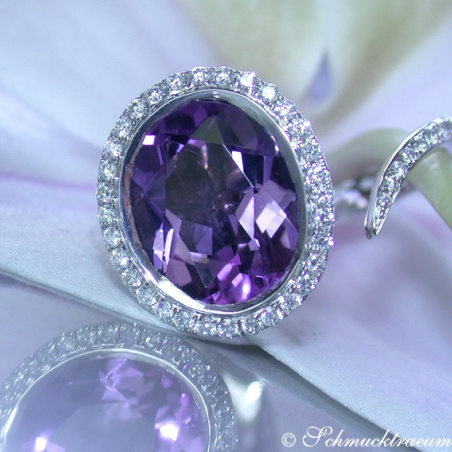 Interesting Amethyst Diamond Ring