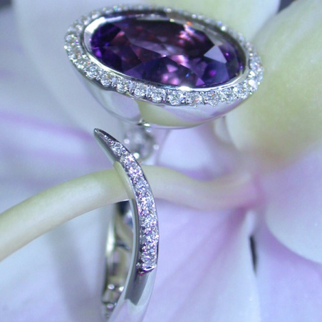 Interesting Amethyst Diamond Ring