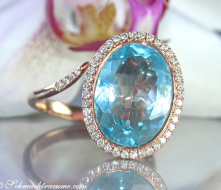 Terrific Blue Topaz Diamond Ring