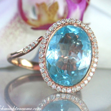 Terrific Blue Topaz Diamond Ring