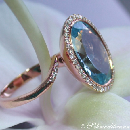 Terrific Blue Topaz Diamond Ring