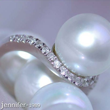 Südseeperle Ring mit braunen Diamanten