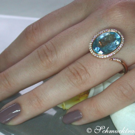 Terrific Blue Topaz Diamond Ring