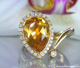 Pretty Citrine Drop Diamond Ring