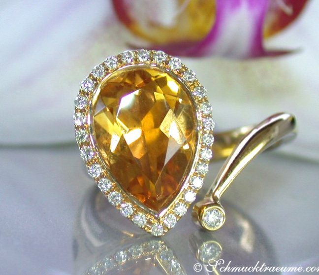 Pretty Citrine Drop Diamond Ring Pretty Citrine Drop Diamond Ring