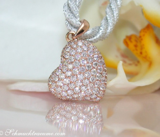 Classic Diamond Heart Pendant in Rose gold 18k