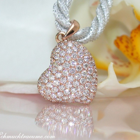 Classic Diamond Heart Pendant in Rose gold 18k