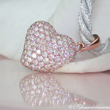 Classic Diamond Heart Pendant in Rose gold 18k