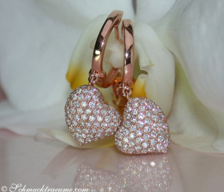 Classic Diamond Heart Earrings in Rose gold 18k