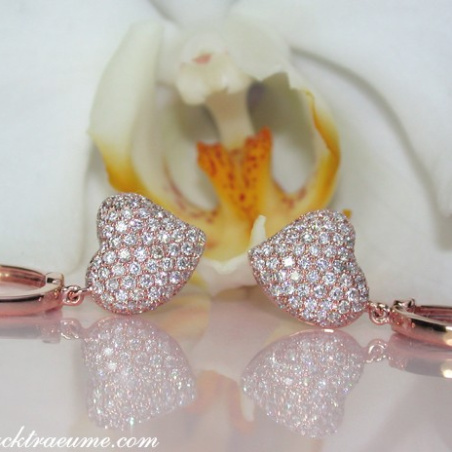 Classic Diamond Heart Earrings in Rose gold 18k