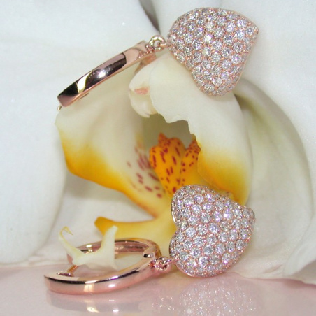 Classic Diamond Heart Earrings in Rose gold 18k