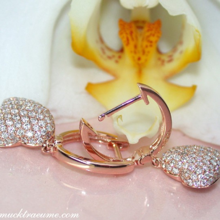 Classic Diamond Heart Earrings in Rose gold 18k