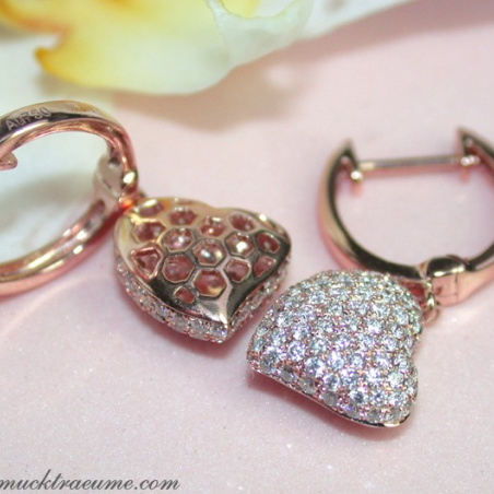 Classic Diamond Heart Earrings in Rose gold 18k