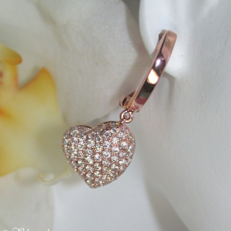 Classic Diamond Heart Earrings in Rose gold 18k
