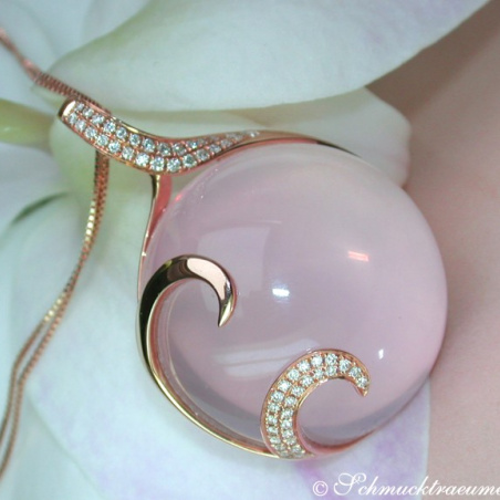 Magnificent Rose Quartz Pendant with Diamonds