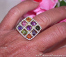 Gorgeous Multicolor Gemstone Ring with Diamonds