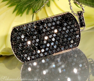 Striking Black Diamond Dog Tag Pendant