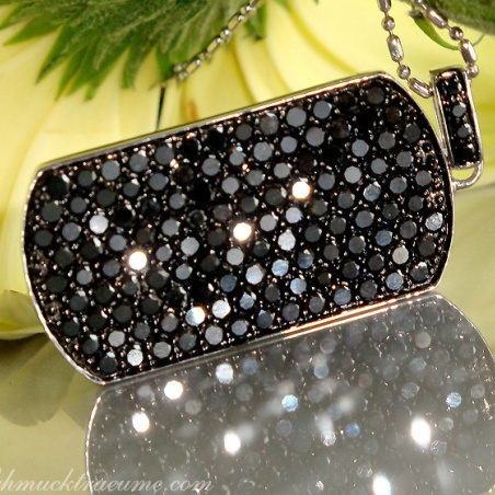 Striking Black Diamond Dog Tag Pendant