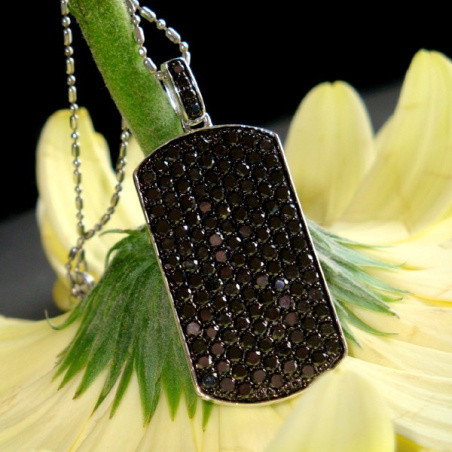 Striking Black Diamond Dog Tag Pendant