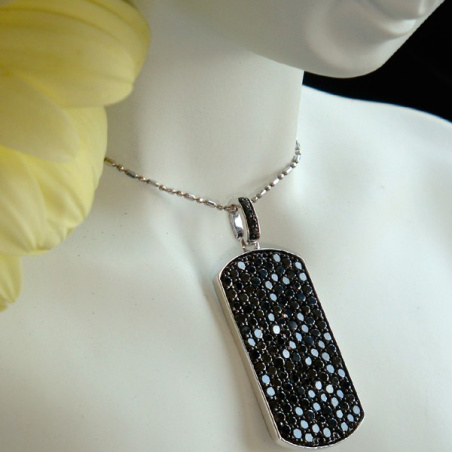 Striking Black Diamond Dog Tag Pendant