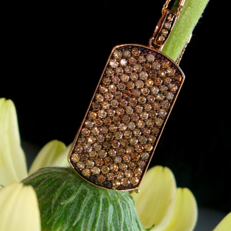 Brown Diamond Dog Tag Pendant