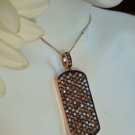 Brown Diamond Dog Tag Pendant