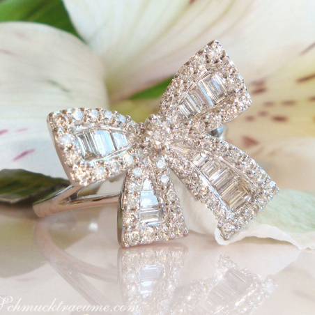 Feminine Diamond Bow Ring