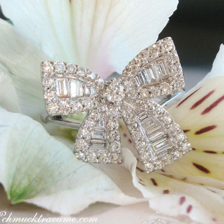 Feminine Diamond Bow Ring