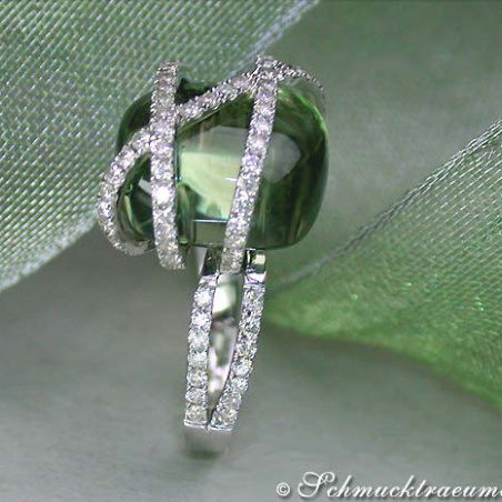 Prasiolith Ring mit Brillanten