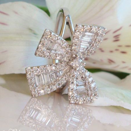 Feminine Diamond Bow Ring