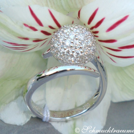 Attractive Pave Ball Diamond Ring