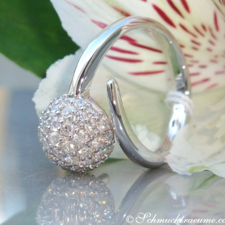 Attractive Pave Ball Diamond Ring