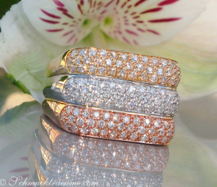 Three diamonds rings in one (three tone finish)
