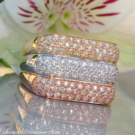 Three diamonds rings in one (three tone finish)
